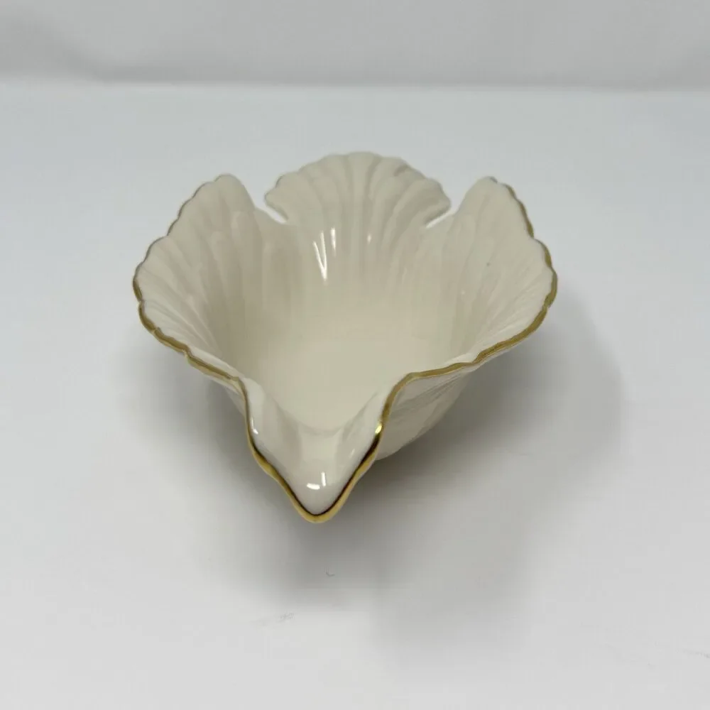 Vintage LENOX China Peace Dove Dish Ivory Bowl Creme 24k Gold Trim Made in USA